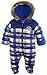 Wippette Baby Boys' Plaid Microfiber Footed One Piece Snowsuit Pram Bunting, Blue, 6-9 Months