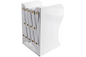 ZEEREE Reggilibri in Metallo Regolabile, Fermalibri Resistente Antiscivolo per Casa, Magazine File Holder Bookshelf per Scuola, Riviste, per Ufficio, Scuola, Biblioteca (Bianco)