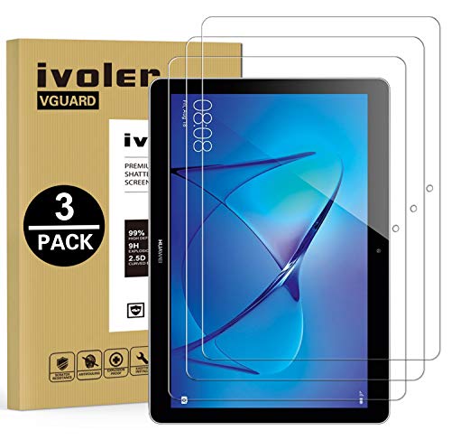 iVoler [3 Pack] Compatible with Huawei Mediapad T3 10.0 inch Screen Protector, Tempered Glass Film, [9H Hardness] [Anti-Scratch] [Crystal Clear]