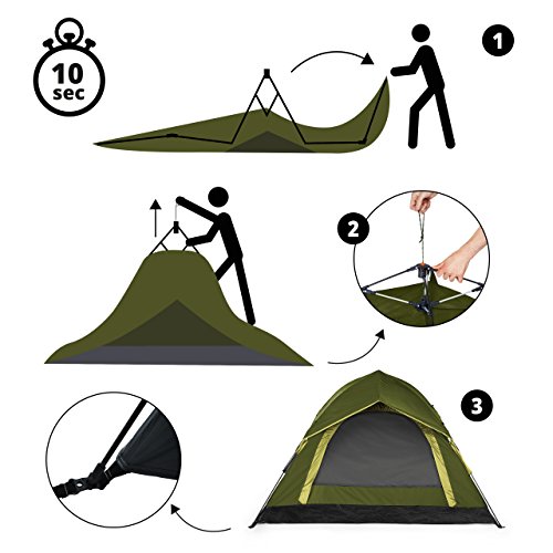 Lumaland Outdoor leichtes Pop Up Wurfzelt 3 Personen Camping robust verschiedene Farben Grün - 6