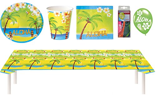 Party Set XXL Hawaii Sommer Aloha 49 Teile Teller, Becher, Servietten, Partygeschirr