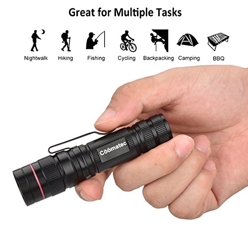 Mini EDC Taschenlampe Mit Zomm Und Ladegerat – Coomatec SD-200 Ultra starken 450 Lumen LED Tactical Flashlight Set Mit Akku - 2