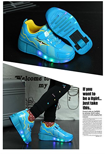 Mr.Ang Skateboard Schuhe mit LED 7 Farbe Farbwechsel Lichter blinken Räder SchuheTurnschuhe Jungen und Mädchen Flügel-Art Rollen Verstellbare neutral Kuli Rollschuh Schuhe - 7