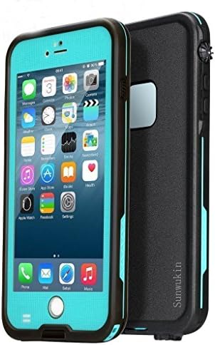 Sunwukin IP68 Waterproof Protective Case for iPhone 6s Plus/6 Plus (5.5 inch) [Grid Series] With Built-in Clear Screen Protector Shockproof Snowproof Dirtpoof Design (Grass Blue/Teal)