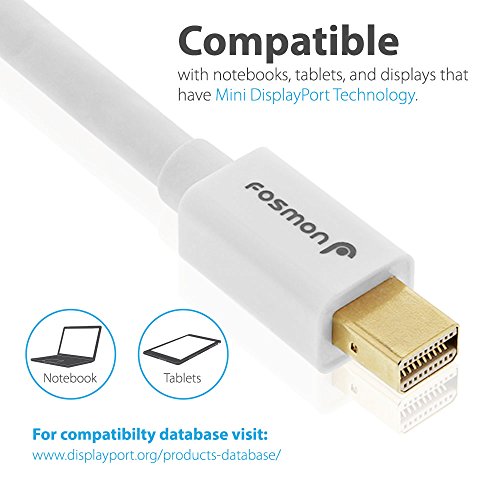 Fosmon (1,8m) Mini Displayport Kabel (Mini DP/mDP) | UL Zertifiziert | vergoldete Kontakte | 4K Resolution Bereit für PC & MAC / MAC, MacBook Pro, MacBookAir, Lenovo, uvm - 6