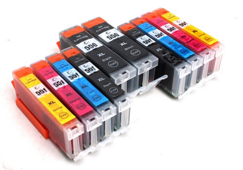 10 Multipack komp. XL Druckerpatronen für Canon Pixma MG7550 MG7150 MG6650 MG6450 MG6350 MG5655 MG5650 MG5550 MG5450s MG5400 MG5450 IP7250 IP8750 IX6850 MX725 MX925 kompatibel 2 x 550BK XL schwarz 2 x Canon 551BK XL photoschwarz 2 x 551C XL blau 2 x 551M XL rot 2 x 551Y XL gelb mit Chip
