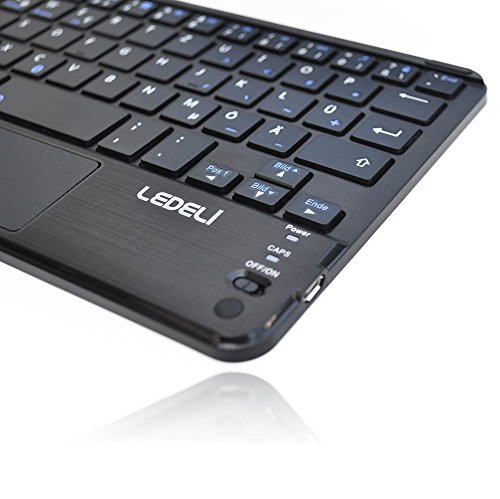 LEDELI Bluetooth Wireless QWERTZ deutsche Tastatur Keyboard mit Schutzhülle Case Cover Tasche Hülle Etui für iPad (für iPad mini 1 2 3 4) - 3