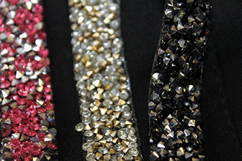 Strass-Band, Farbe Gold und Kristall, selbstklebend zum Aufbügeln 45 cm x 1,5 cm - 4