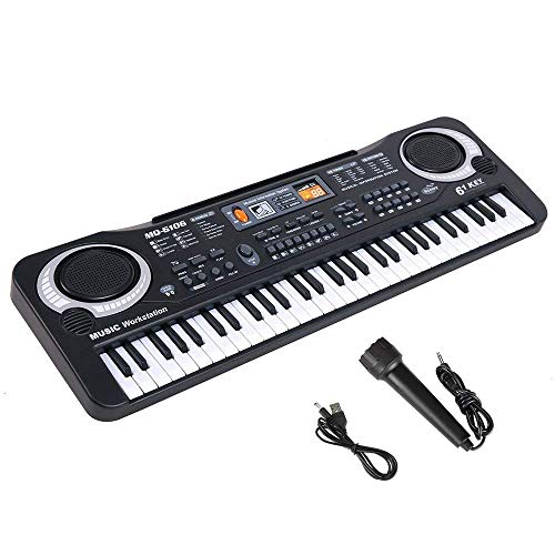 Preisvergleich Produktbild FongFong Piano Keyboard Musikinstrument Tragbares Digital Keyboard mit Notenständer 61 Tasten Pädagogisches Musikinstrument mit für Kinder Kleinkinder