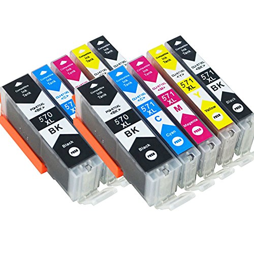iYeal 570 571 Cartouche d encre compatible pour Canon PGI-570XL CLI-571XL Graveur de rendement   lev   Noir   Noir   Cyan   Magenta   Jaune  Paquet de 10 