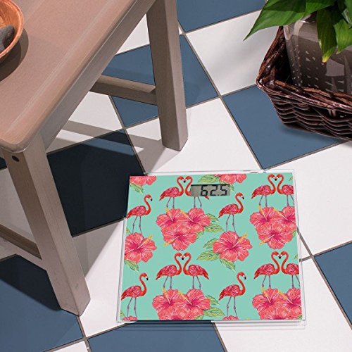 banjado – digitale Personenwaage Körperwaage 30cm x 30cm Glaswaage mit Motiv Flamingo Liebe - 2