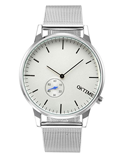 JSDDE Einfaches Armbanduhr Wasserdicht Schöne Zeitloses Design Unisex Uhr Mesh Metallarmband Quarz Uhr Silber JSDDE Einfaches Armbanduhr Wasserdicht Schöne Zeitloses Design Unisex Uhr Mesh Metallarmband Quarz Uhr Silber