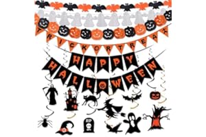 OGEEON Halloween Decorations Party Supplies,Reusable Party Decorations Set, Hanging Spooky Halloween Decor Outdoor Indoor- Trick or Treat Sign