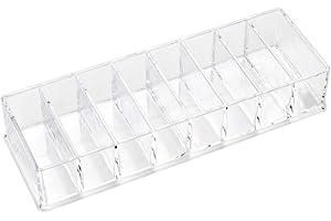 FURNRUBDEN NA NA Support compact en acrylique pour le rangement du fard à paupières, poudre, blush, surligneur, vernis à ongles, rouge à lèvres, transparent, 8 compartiments
