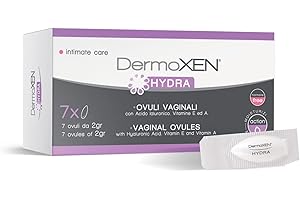Dermoxen Hydra 7 ovules vaginaux internes à l'acide hyaluronique, hydratants, aident à lutter contre la sécheresse vaginale, les brûlures, les démangeaisons et les irritations, idéal à la ménopause