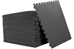 ComFy Mat Puzzle-Übungsmatte, EVA-Schaum, ineinandergreifende Fliesen, schützender Bodenbelag für Fitnessstudio und Training, 10 mm dick, schwarz, 20 Fliesen (80 m²)