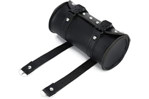 Zefeng Sacoche de Selle Imperméable en Cuir, Étanche pour Moto, Sac à Outils Moto Noir en Cuir PU pour Moto, Motorcycle Tool Bag, avec 2 Sangles de Fixation, pour Motos