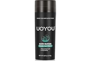 UOYOU DARK BLONDE Hair Fibres for Thinning Hair 27.5g Bottle | Undetectable & Natural Keratin Hair Fibers Concealer for Hair Loss for Men and Women | Hair Building Fibres Powder [DARK BLONDE]
