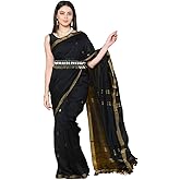 Very Much Indian Handloom Saree With Sleek Golden Border for Women Includes Blouse Piece As Seen on Shark Tank India