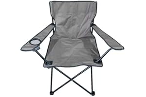 Vencier Folding Camping Chair – Outdoor Portable Garden Chair, Lightweight Design Lounger Seat with Cup Holder – Ideal for Summer to go Beach, Sun Bathing, Fishing, Parties, Trips and BBQs (Grey)