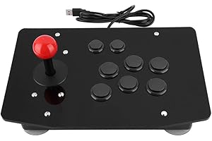 LAZMIN USB Arcade Fighting Stick Fighter Consola Mini Arcade con Joystick y 8 Botones Controlador de Juego Handle Black