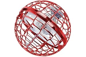LQTTEK Flying Orb Ball Toys,Hover Ball Hand Controlled Mini Drone Magic Spinning Ball Boomerang w/ 360° Rotating Spinner UFO LED Light,Rechargeable Soaring Orb Toy Kids Adults Indoor & Outdoor (Red)