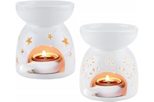 EIDOCT 2 Pack Ceramic Tealight Candle Holder Oil Burner, Essential Oil Burners,Lovely Aromatherapy Aroma Burner Ceramic Lamp Diffuser Candle Tealight Holder Home Bedroom Decor