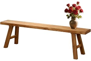 EYUIOPLM bondgårdsbänk, naturligt massivt trä lång träbänk, rustik entrébänk säte för vardagsrum kök matsal hall sovrum (80 x 26 x 45 cm)