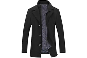 YOUTHUP Manteau Homme Hiver en Laine Chaud Trench Coat Mi-Long Casual Parka Pardessus Caban Business