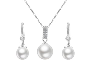 SKCESS Set di 3 pezzi, collana in argento per donne e orecchini in argento 925 con ciondolo a forma di cuore, gioielli in argento da donna