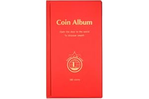 MULOVE 180 Pochettes Album de Collection Pieces de Monnaie, Album Collecteur Convient pour Diamètre de Pièces de Monnaie Rangement Inférieur à 4,4cm,Rouge