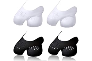Menmamenma 4 Pairs Shoe Crease Protectors Anti Crease Guard Toe Protectors Inserts Anti Wrinkle for Sneaker Running Casual Shoes Sports Shoes for Men's 7-11.5 (Black and White)