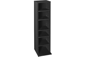 Lillyvale DVD Storage Tower Rack 102 CD unit shelf organiser archieve wood black White (Black)