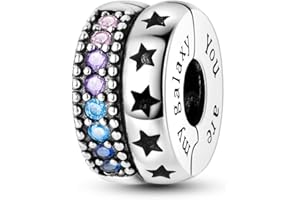 Hapour Clip Distanziatore Charm per Bracciale Clip Lock Stopper Bead Distanziatore DIY Fit Bracciale Serpente Europeo Apribile 925 Sterling Silver Beads Gioielli Regalo per le Donne Ragazze