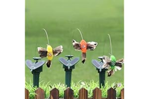 Cozyhoma Kit di 3 pezzi a energia solare/a batteria, decorazione realistica di farfalle e colibrì per giardino, cortile, patio, paesaggio, unisex, impermeabile