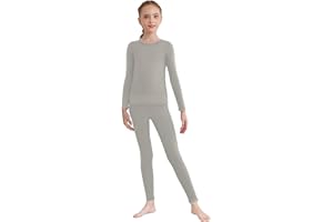 inlzdz Kids Girls Thermal Underwear 2-Piece Long Sleeve Tops and Leggings Set for Fall Winter