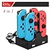 Produktbild Big-Mountain 4 in 1 Ladegerät für Nintendo Joycon Controller | Joy-Con Ladestation Ständer Quad Charger | LED Ladeanzeige (Schwarz)