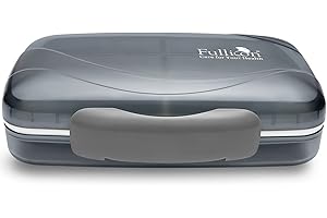 Fullicon Travel Pill Box Organiser Large Portable, Oversize 8 Compartment Pill Boxes/Holder, Vitamin/Medication Case - Airtight & Moistureproof (Grey)