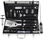 grilljoy Grillbesteck Set, 25er Edelstahl Grillzubehör mit hitzebeständigem Griff im Etui – Bild 1