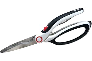 Zyliss All Purpose Shears, Heavy Duty Scissors with Spring Assist for Easier Cutting of Poultry/Fish/Bones/Herbs/Meat, Locking Mechanism for Safety, Dishwasher Safe