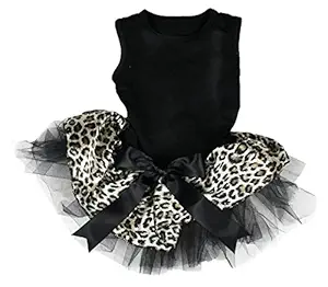 Petitebella Black Shirt Leopard Tutu Puppy Dog Dress (X-Small)