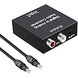 AXB - Audio Digital-Analog-Wandler/Konverter | (Toslink und Koaxial) zu (Cinch) | Home Entertainment | Neues Modell | Noise Reduction Design | Coaxial SPDIF/digital optisch Toslink zu analogem Composite rechts links Audio | Vollmetall | schwarz