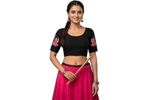Women’s Navratri Blouse, Traditional Garba Chaniya Choli Top with Round Neck and Printed Sleeve Design, Short Sleeve Ethnic Wear for Dandiya, Garba, Festive Celebrations and Cultural Events