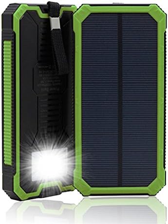 Solar Charger 20000mAh Dual USB Port Portable Power Bank External Battery Pack Waterproof with LED Lights for iPhone iPad Laptops Smart Phones and Other Digital Devices Ourdoor Sports (Green)