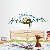 WallstickersDecal Süße träumen schlafend Affe am Baum Reben Wandtattoo Wandaufkleber - 3