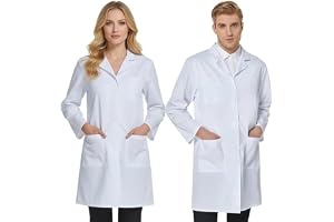 BLOMBLAUM Vit Laboratorieklänning 100 % antacida bomull med knappklämmor - Unisex för läkare, apotekare, tandläkare, kemilabo