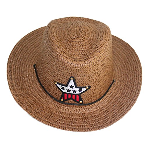 Healthy Clubs Children's Baby Boys Girls Straw Hat Western Cowboy Stars Pattern Summer Sun Cap