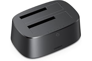 UGREEN Festplatten Dockingstation, USB 3.0 HDD Docking Station für 2,5''/3,5'' SATA HDD & SSD, 5Gbps Dual Bay Festplatten Adapter unterstützt Offline-Klonen und UASP