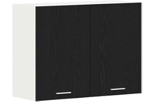 vidaXL kitchen cabinet - black oak, engineered wood - wall-mounted storage cupboard - 80x31x60 cm - 2 doors - indoor use only
