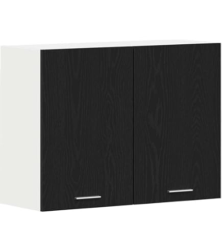 Armoire Murale De Cuisine VidaXL Kalmar Noir - Bois D'ingénierie, 80x60x31 Cm - 2 Portes, étagères Ajustables